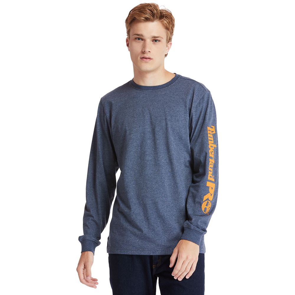 Camisetas Masculino - Timberland Pro® Base Plate Long-Sleeve Logo - MTASP4105 - Azul Marinho